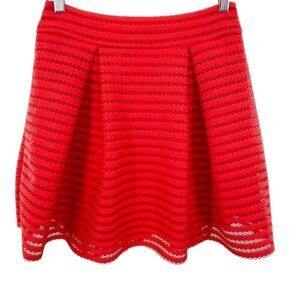 EXPRESS Red Pleated Eyelet A-line Skirt
